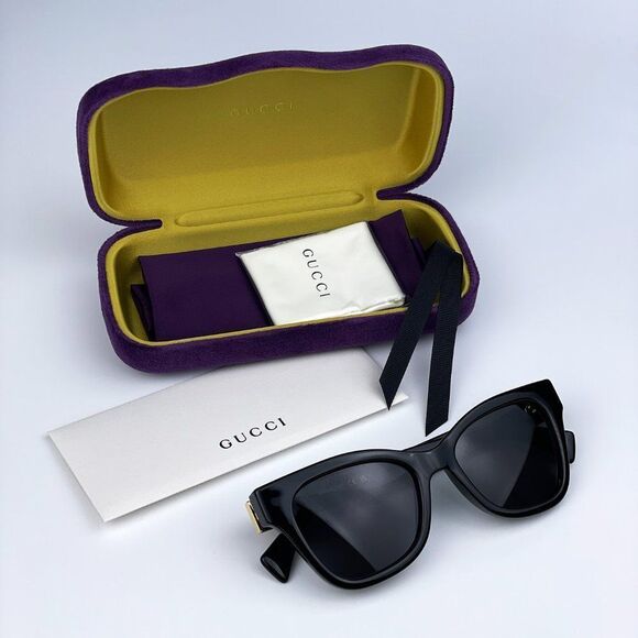 NEW Gucci GG1133S 001 Shiny Black Dark Gray Cat Eye Women Sunglasses